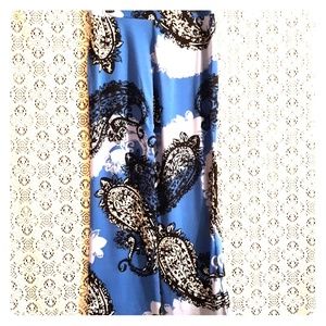 Melissa Page Blue and Black Paisley Print Pallazo Pants